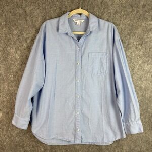 Old Navy The Boyfriend Shirt Women's M Blue Cotton Button Down Casual Preppy